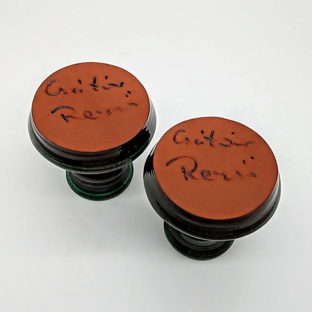 Green Glazed Red Clay Pottery Candle Holders (2)